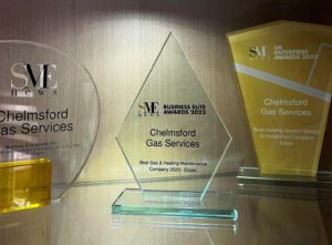 Photo of awards won by Chelmsford Gas Services